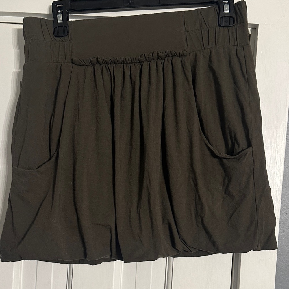 Banana Republic Archive Olive Green Cotton Knit Bubble Mini Skirt M